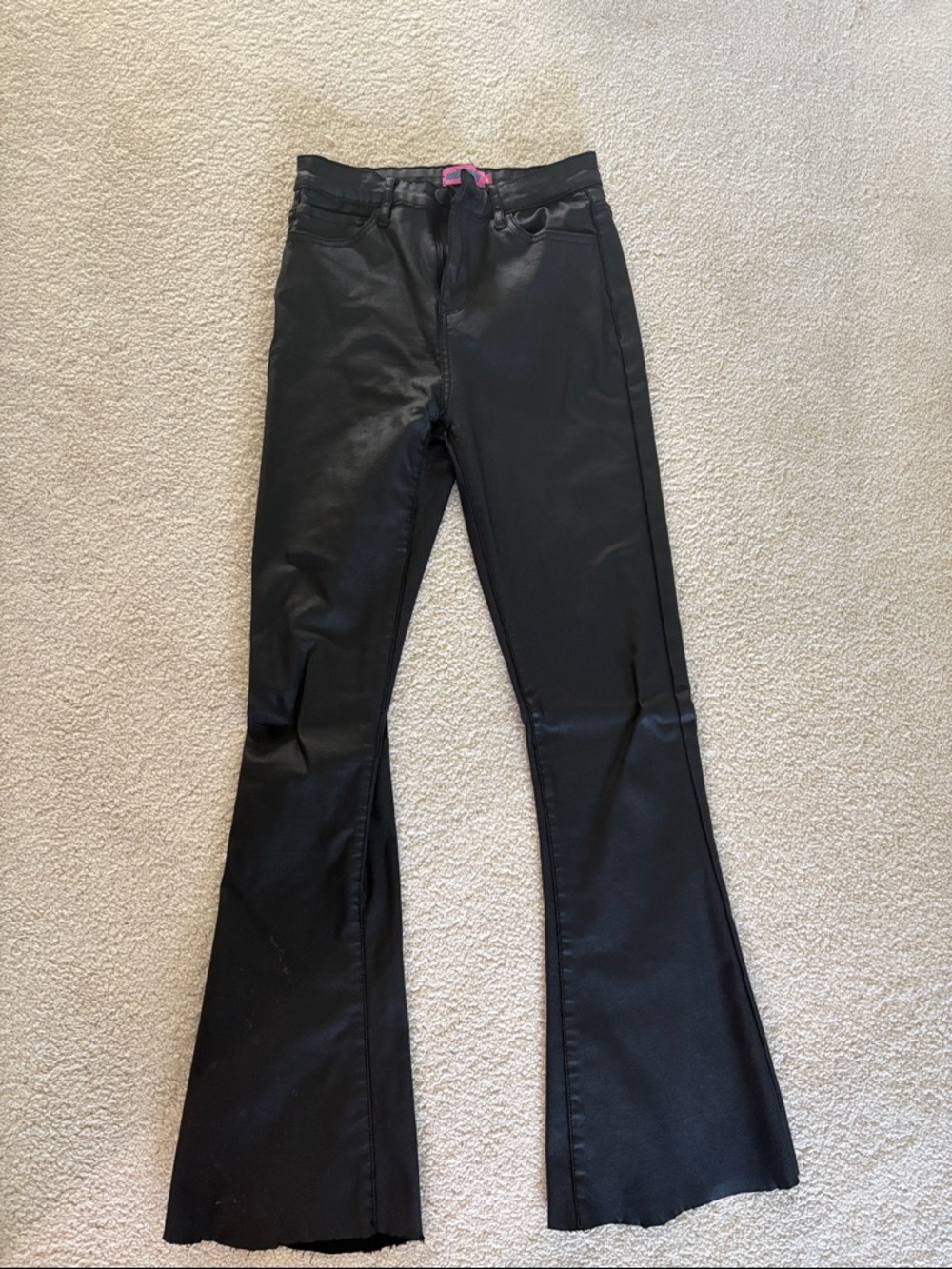 Edikted Black Flare Jeans with Pink Drawstring